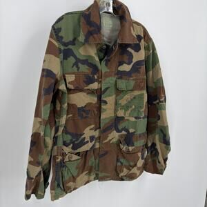 US Military Combat Jacket Woodland Camo USMC BDU Field Coat Mens Medium Regular